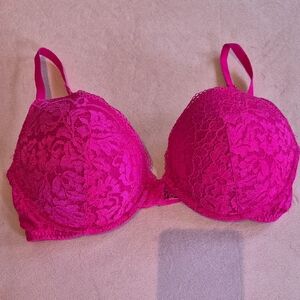 Vibrant Fuchsia Lace Full Coverage Bra with Molded Cups